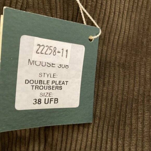 Lambourne English dark forest green double pleated corduroy pants size 38 NEW - Picture 5 of 5